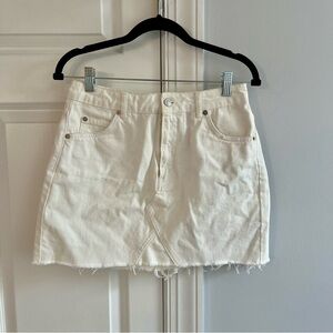 Topshop Moto White Denim Mini Skirt